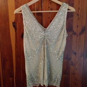 Hand beaded v neck tank